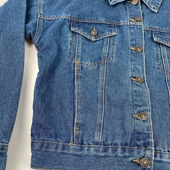 BKE Jacket Women Sz XS Relaxed Jean and plaid flannel Boho Trucker outdoor Blue - Picture 10 of 15